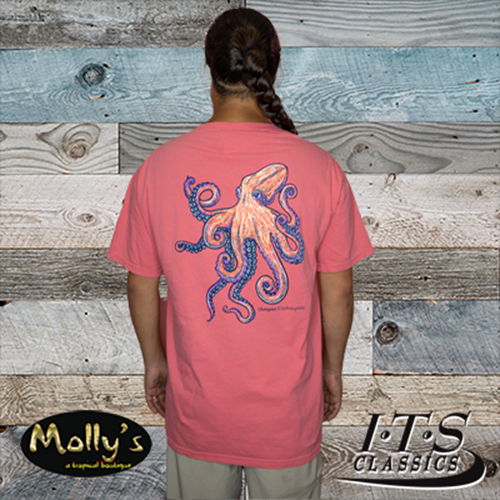 Painted Octopus Tee - Coral Craze