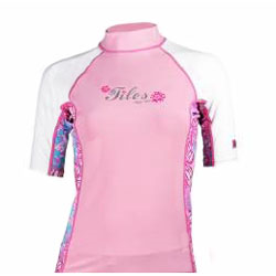 Tilos Ladies Pink Floral Short Sleeve Rash Guard
