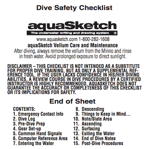 Dive Safety Checklist